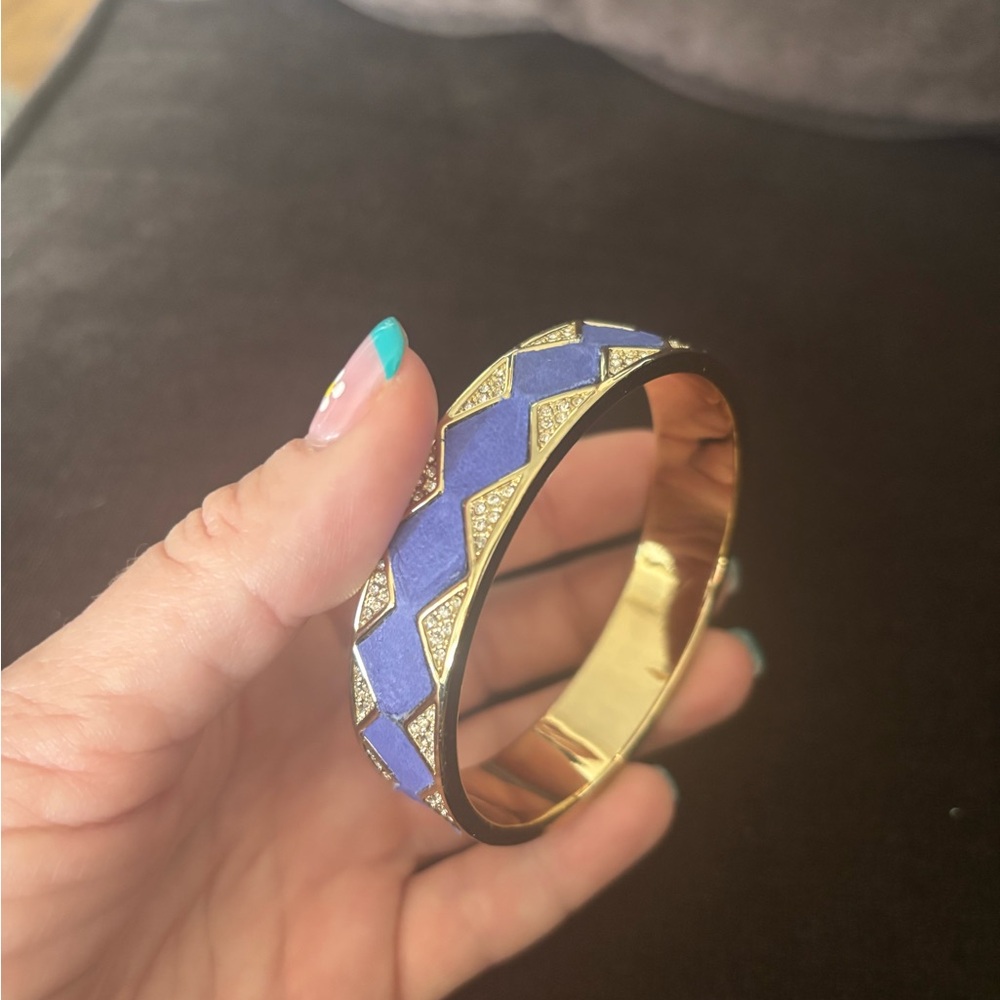 House of Harlow Gold-Tone & Blue/Purple Bangle Bracelet